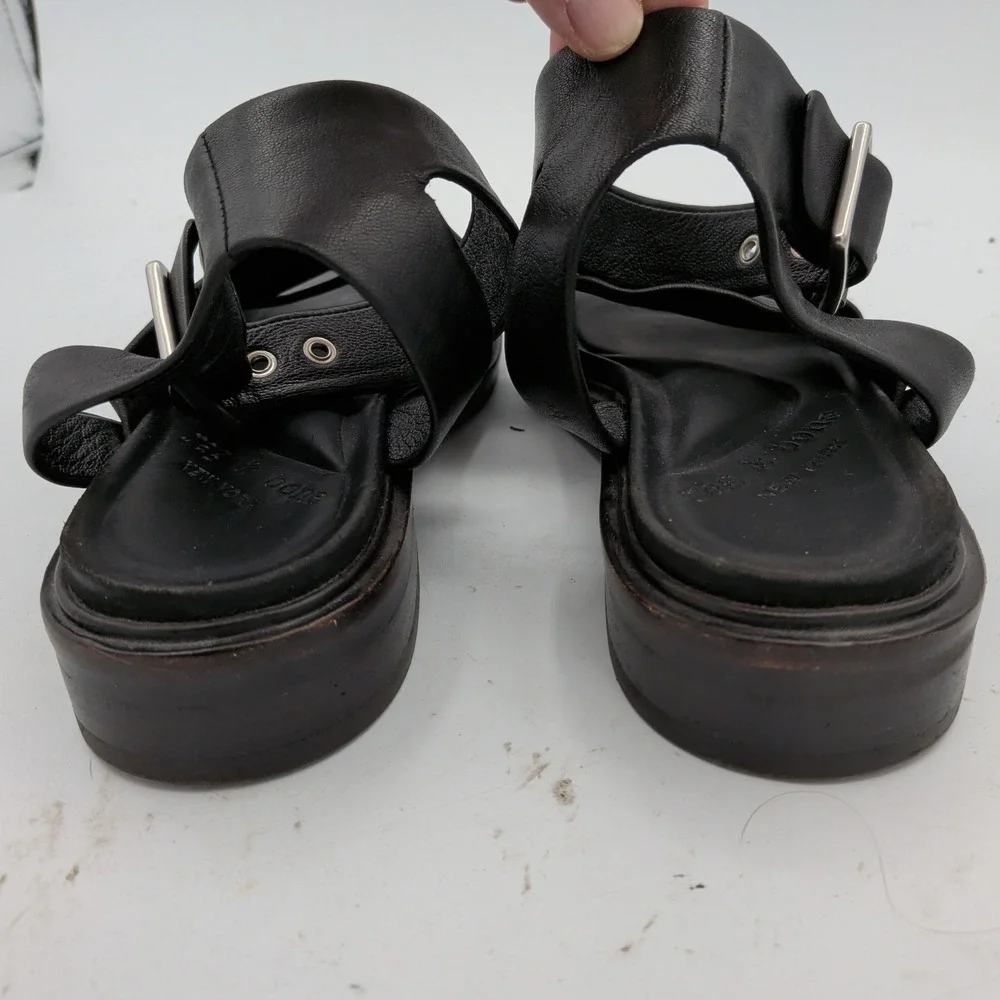 Rag & Bone Slayton $350 Black Leather Ankle Strap Buckle Sandals Womens 36 Italy
